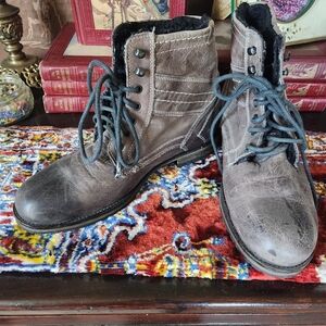 Call It Spring Lace-Up Ankle Boots | Gray | Faux Leather